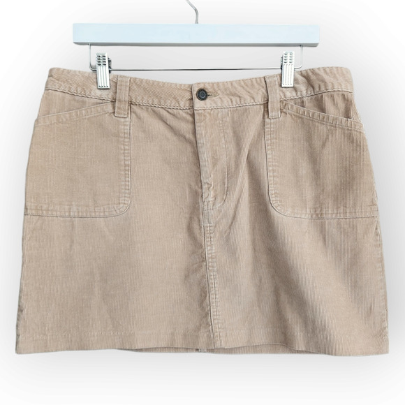 Vintage Y2K Old Navy Tan Corduroy Mini Skirt 12 - Picture 1 of 9